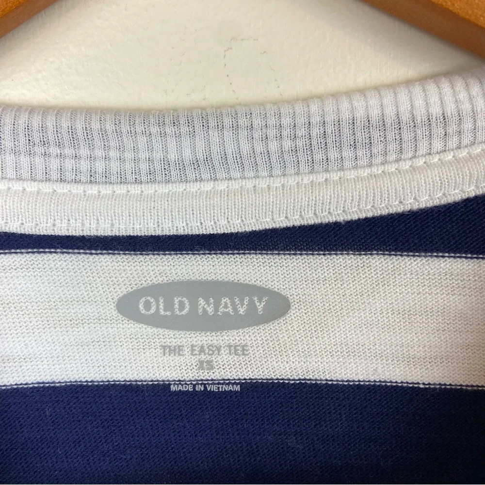 Old Navy The Easy Tee Navy White‎ Striped Breton Shirt Kiss Size XS Coastal - Picture 9 of 10